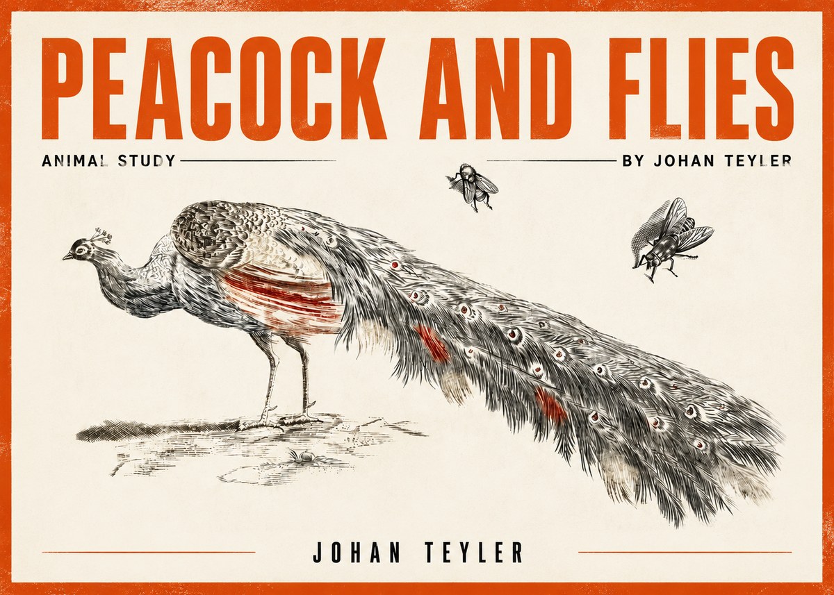 Johan Teyler Peacock and Flies - Animal Study No3 - Juliste
