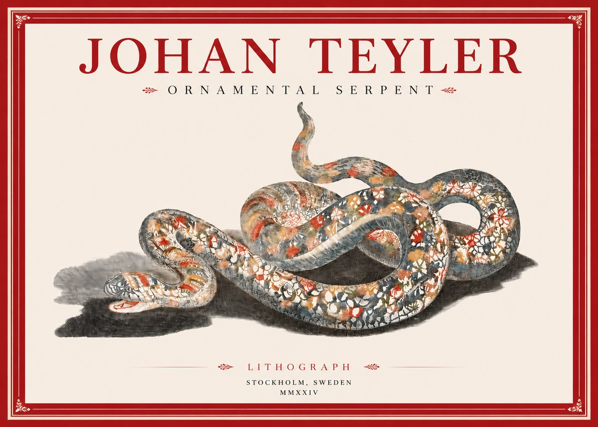 Johan Teyler Ornamental Serpent No3 - Juliste