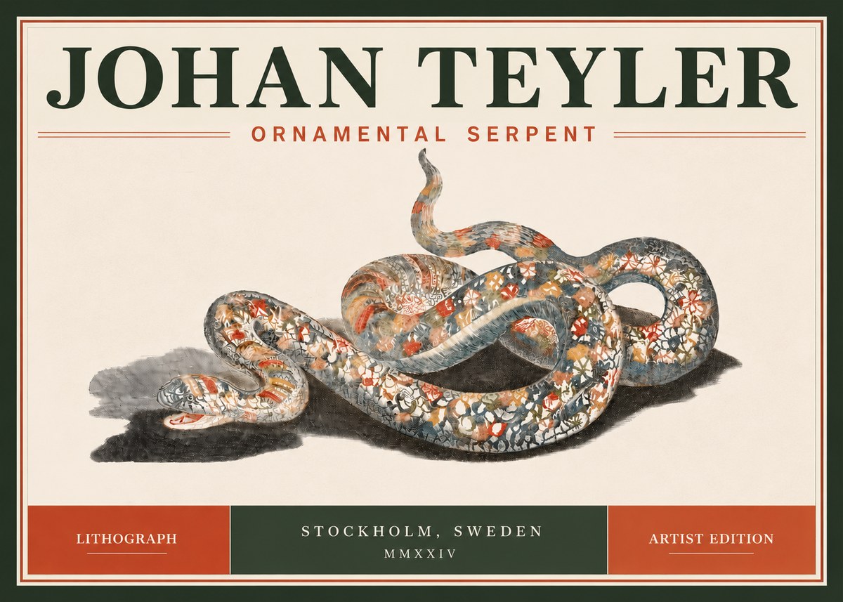Johan Teyler Ornamental Serpent No5 - Juliste