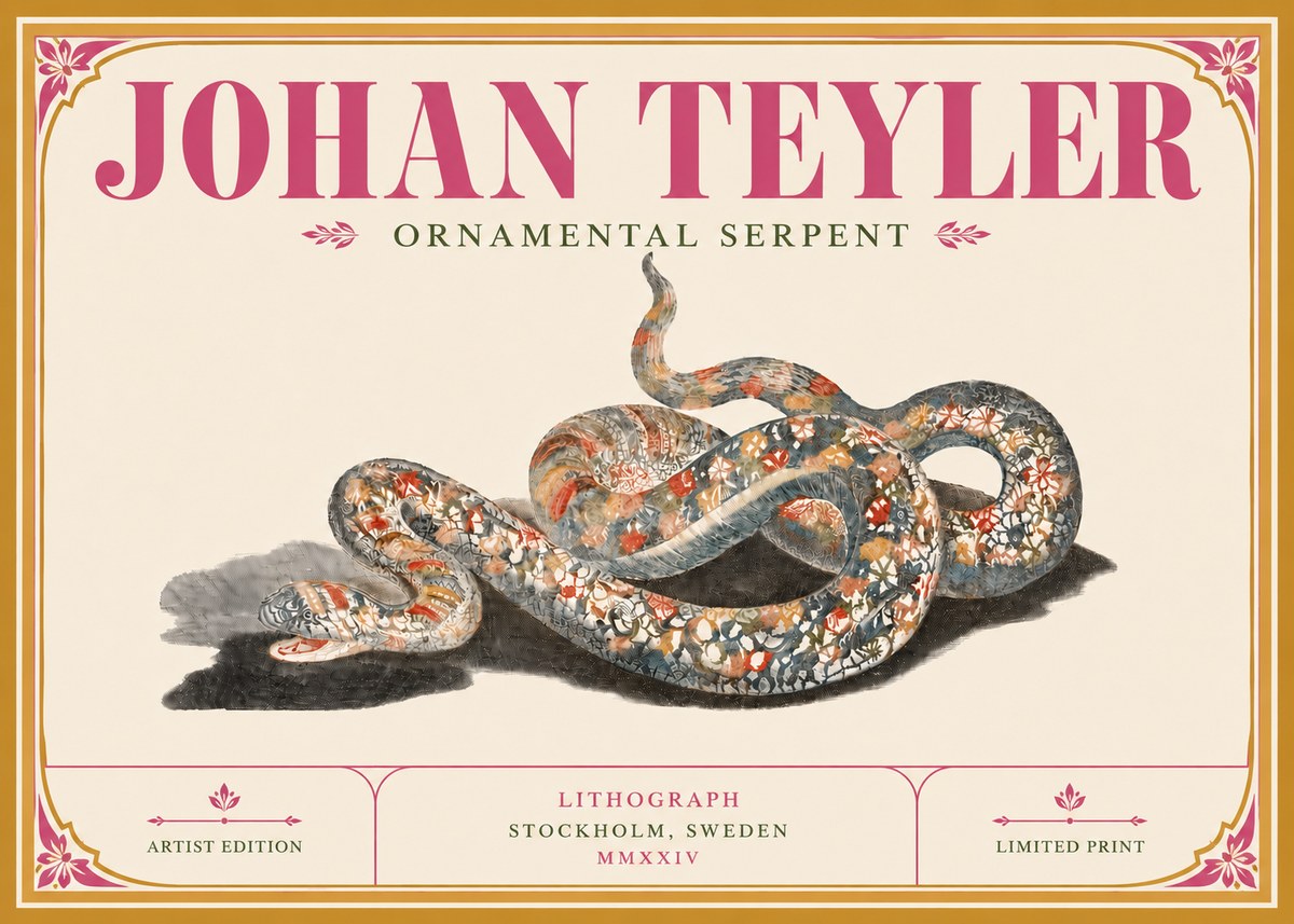 Johan Teyler Ornamental Serpent No6 - Juliste