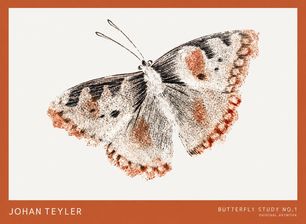 Johan Teyler Butterfly Study No.1 No1 - Juliste