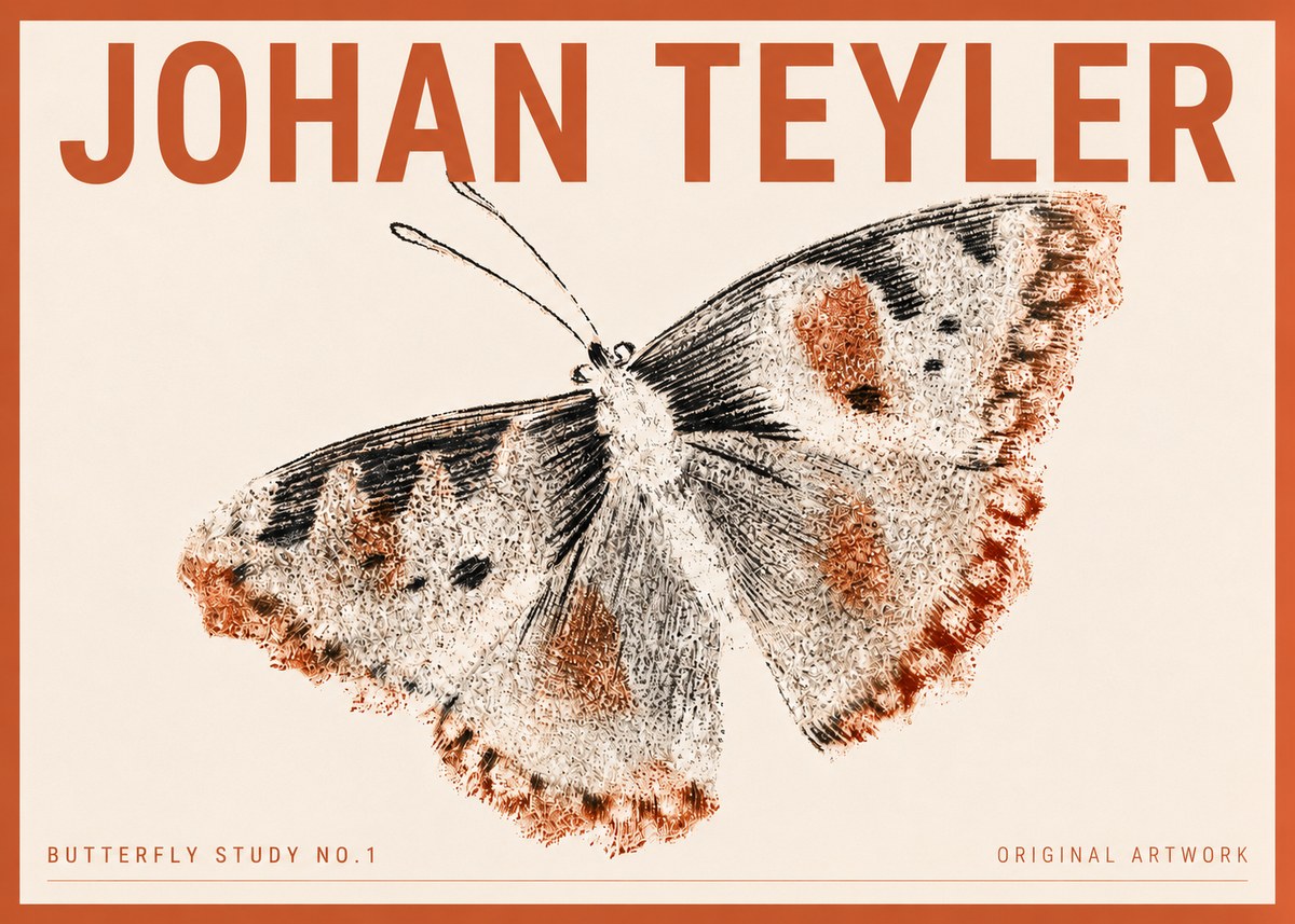 Johan Teyler Butterfly Study No.1 No4 - Juliste