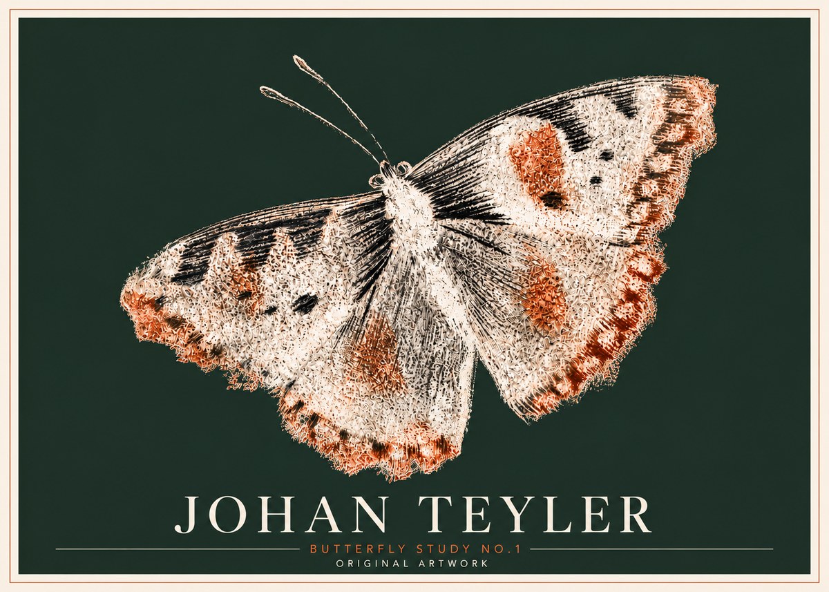 Johan Teyler Butterfly Study No.1 No6 - Juliste