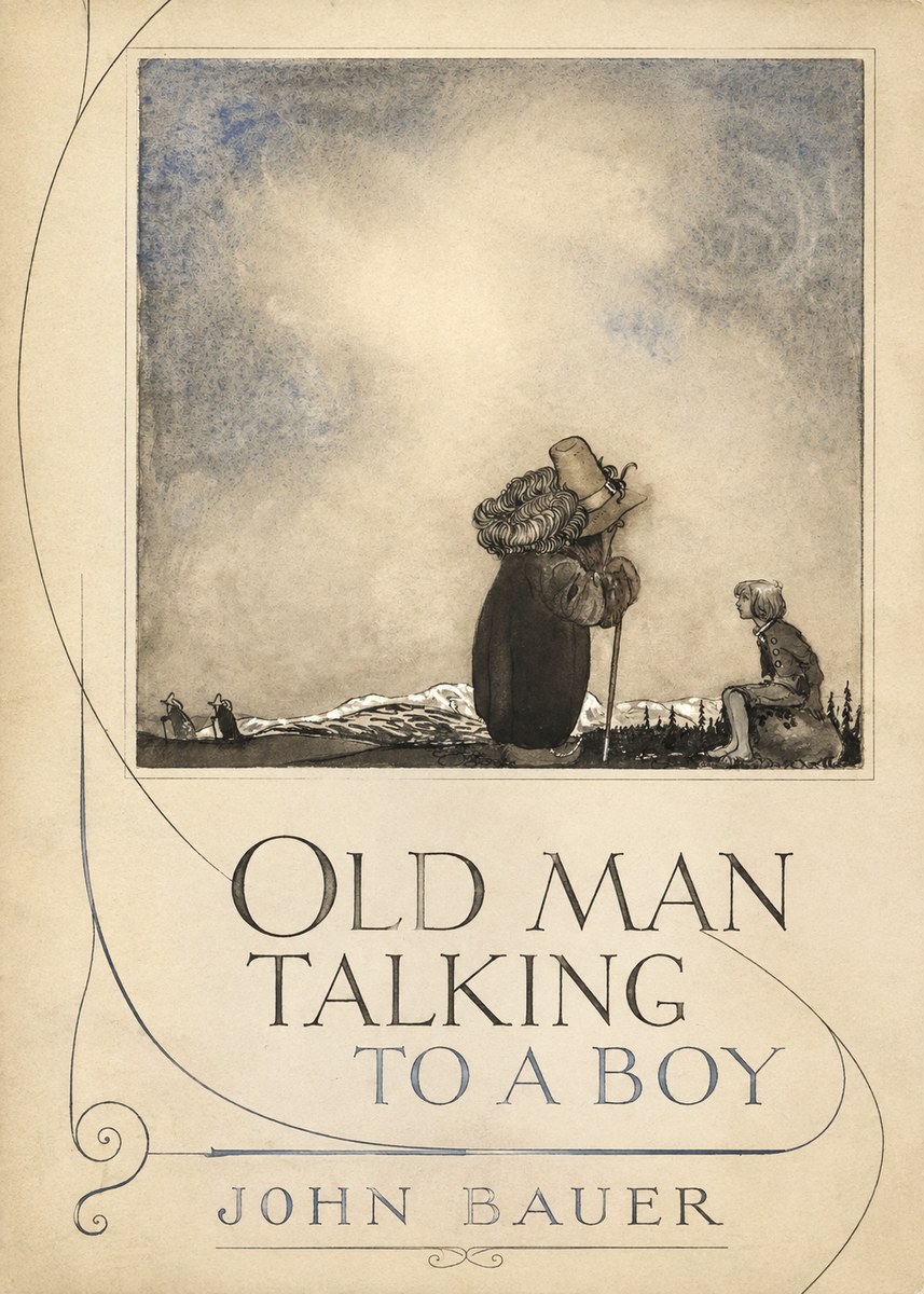 John Bauer Old Man Talking to a Boy No5 - Juliste