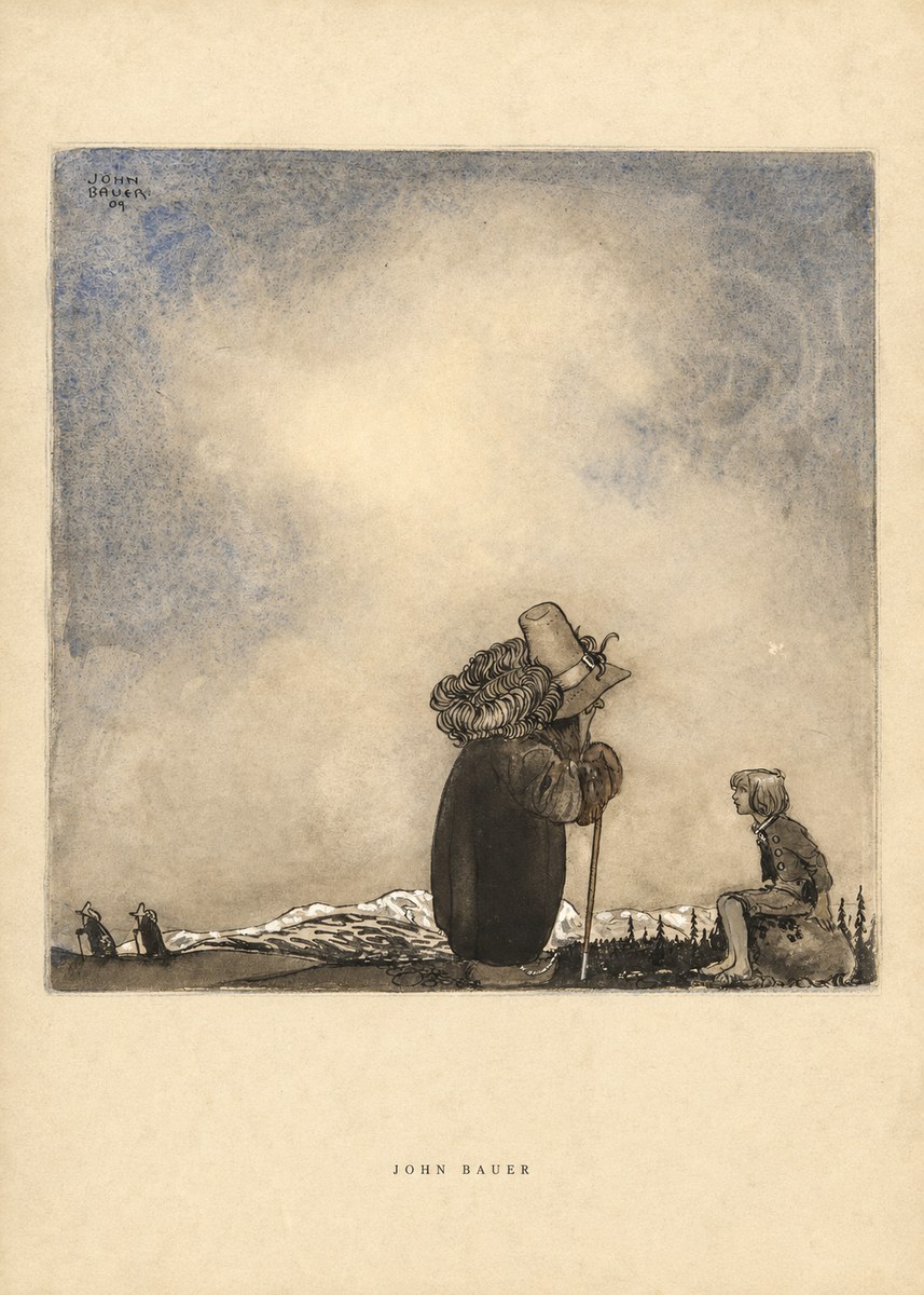 John Bauer Old Man Talking to a Boy No6 - Juliste