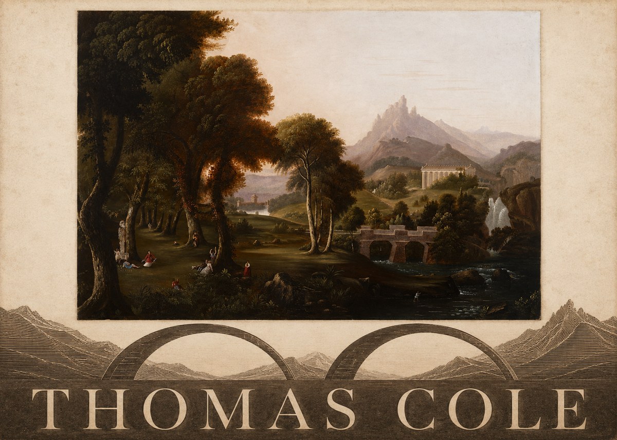 Thomas Cole The Old Mill, Sunset No6 - Juliste