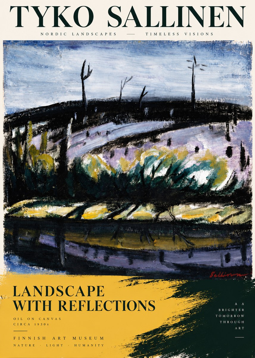 Tyko Sallinen Landscape with Reflections No3 - Juliste