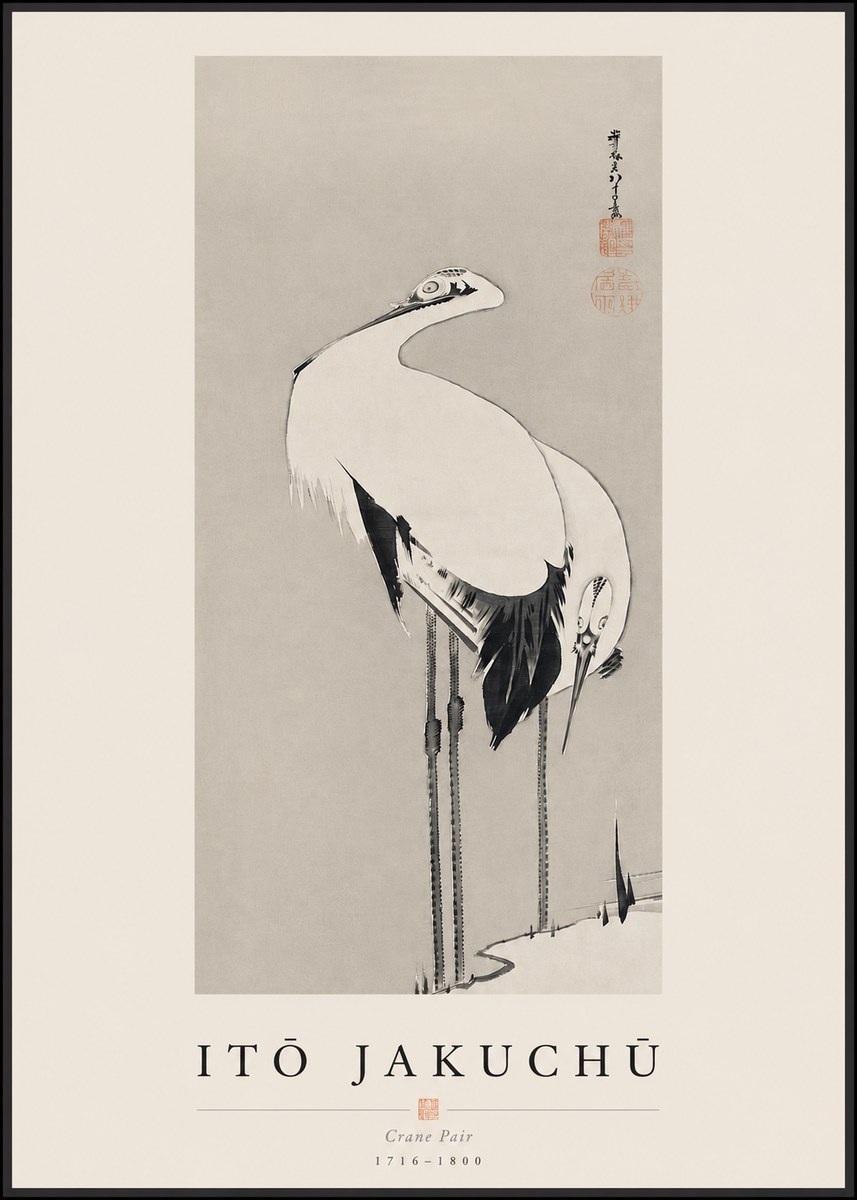Itō Jakuchū Crane Pair No3 - Juliste
