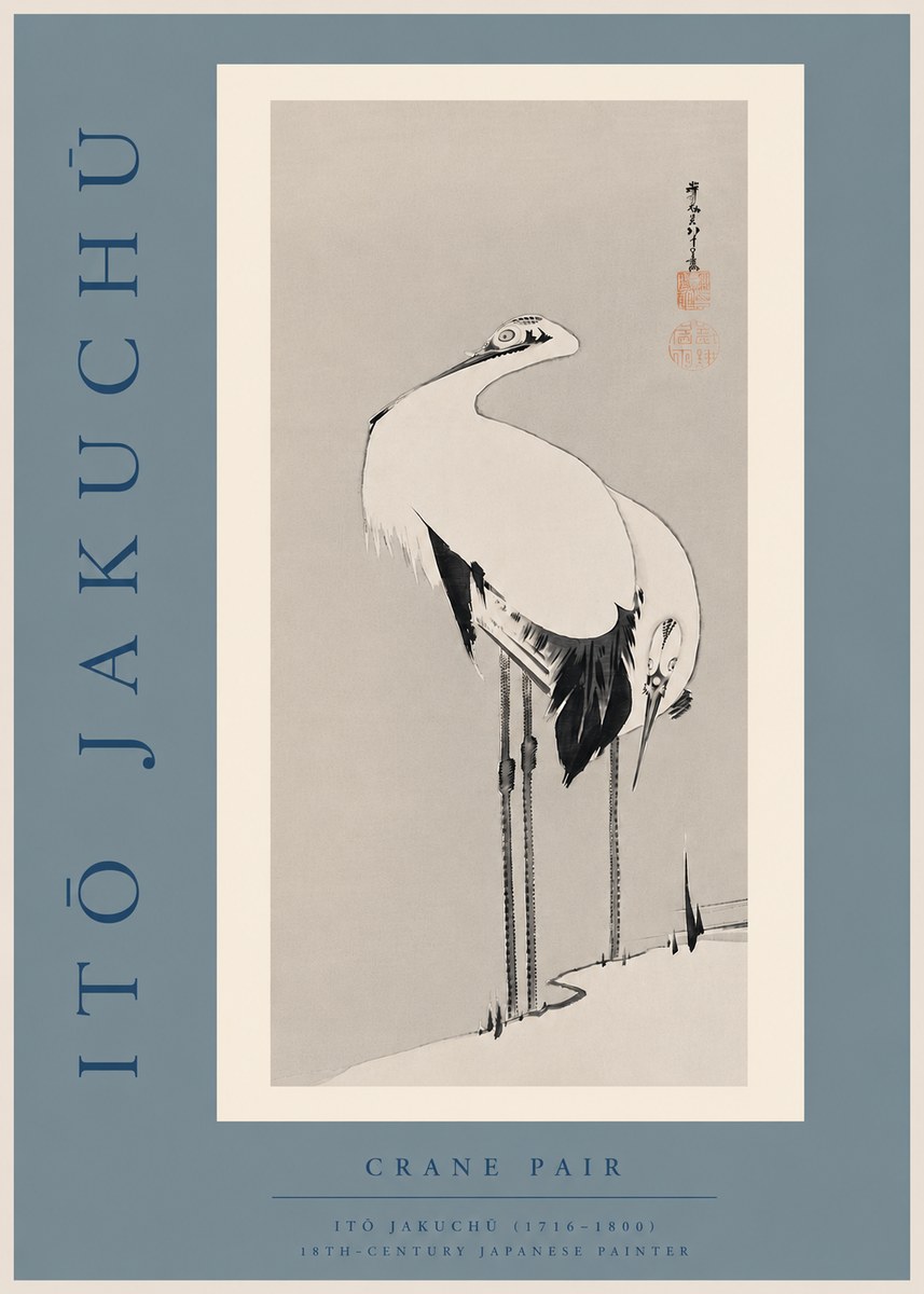 Itō Jakuchū Crane Pair No6 - Juliste