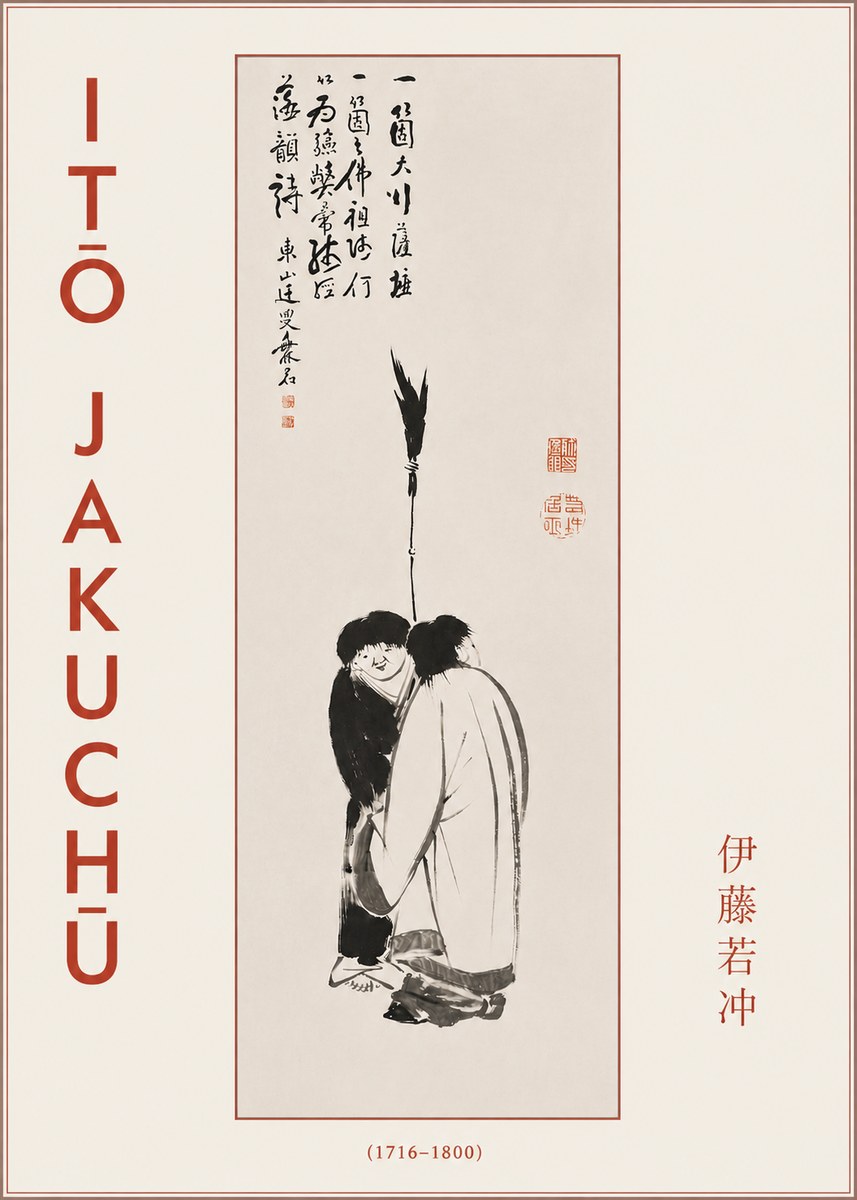 Itō Jakuchū Two Figures Holding a Staff No3 - Juliste