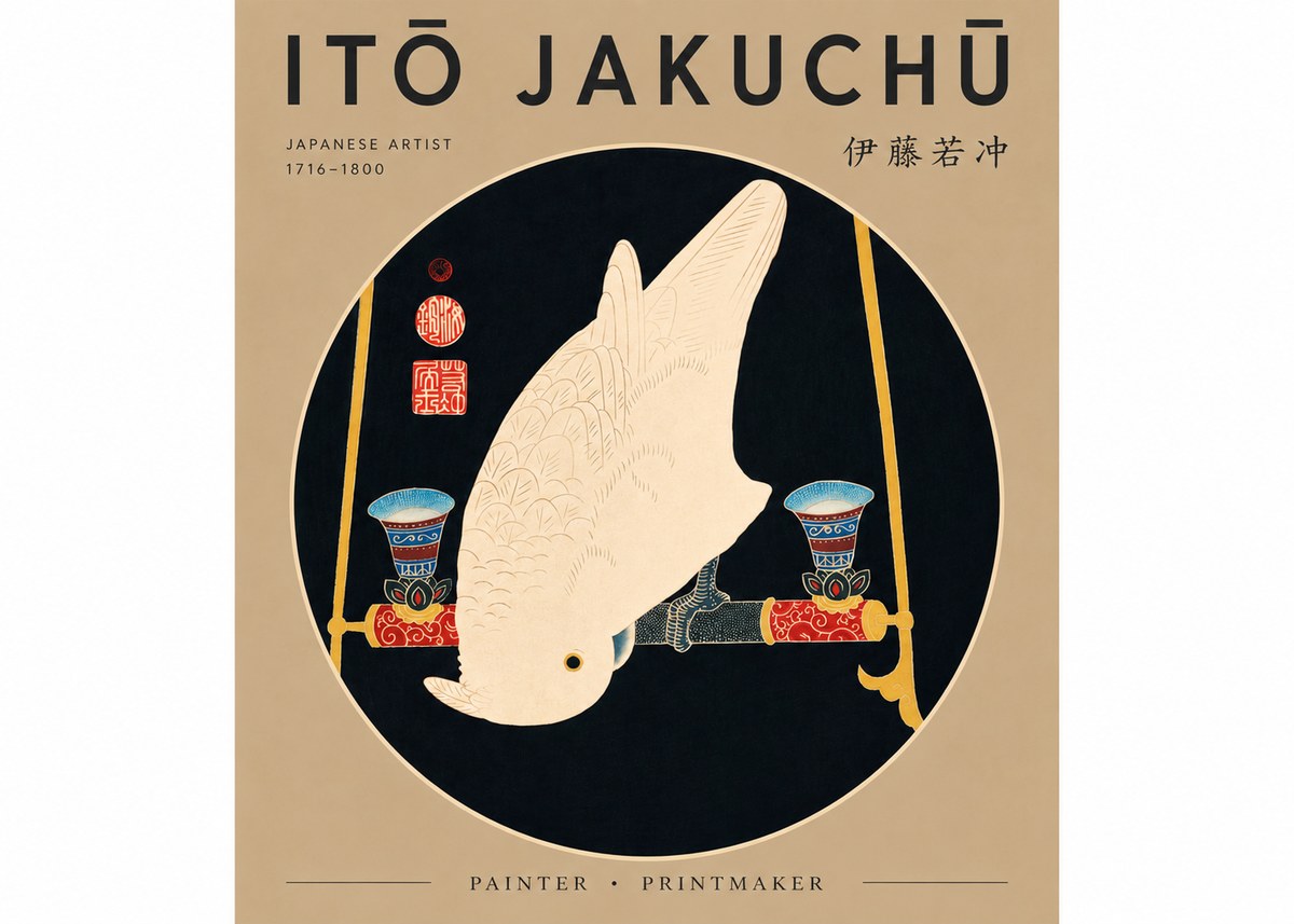 Itō Jakuchū White Cockatoo No5 - Juliste