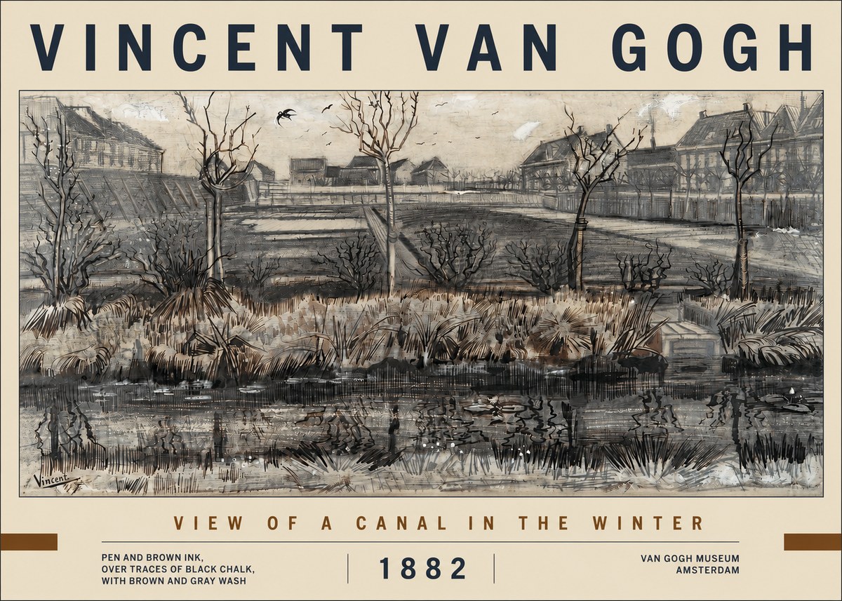 Van Gogh View of a Canal in the Winter No2 - Juliste