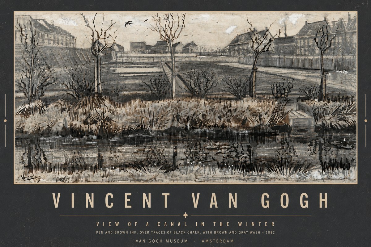 Van Gogh View of a Canal in the Winter No5 - Juliste