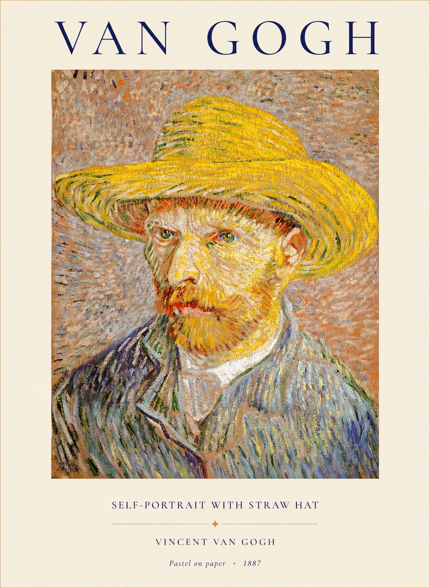 Van Gogh Self-portrait with Straw Hat I No1 - Juliste