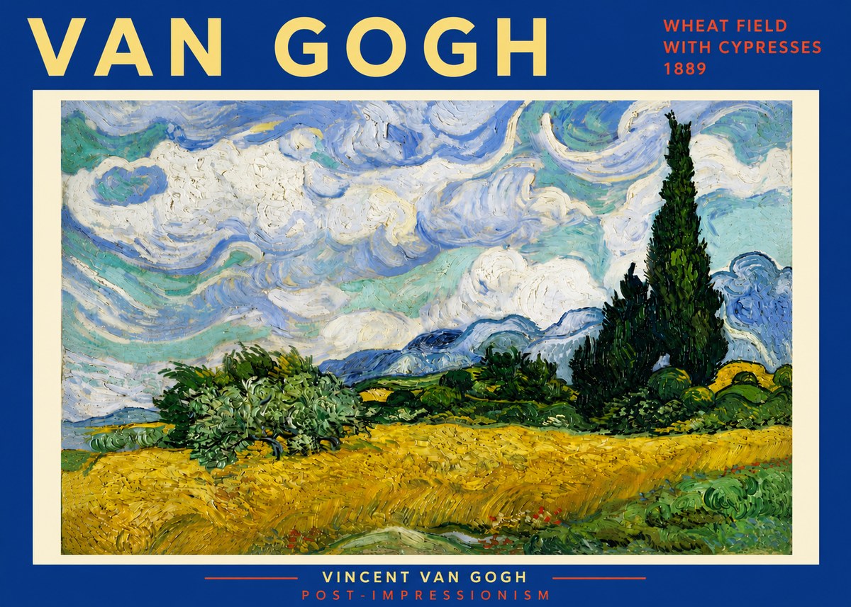Van Gogh Wheat Field with Cypresses, 1889 No6 - Juliste