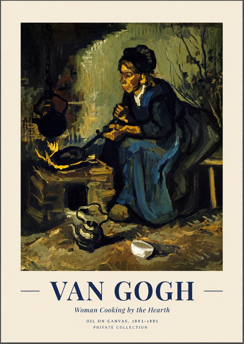 Van Gogh Woman Cooking by the Hearth No1 - Juliste