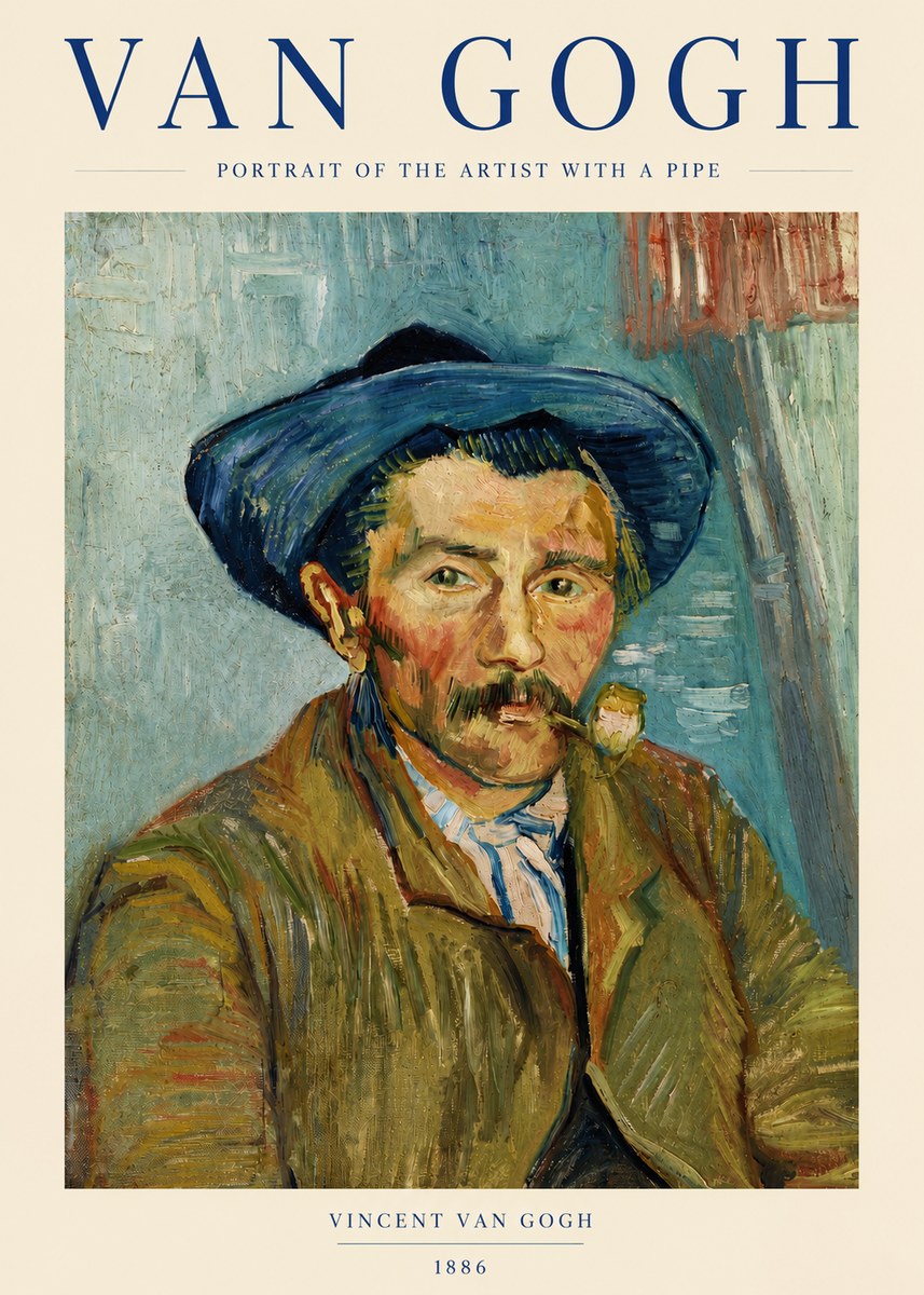 Van Gogh Portrait of the Artist with a Pipe No3 - Juliste