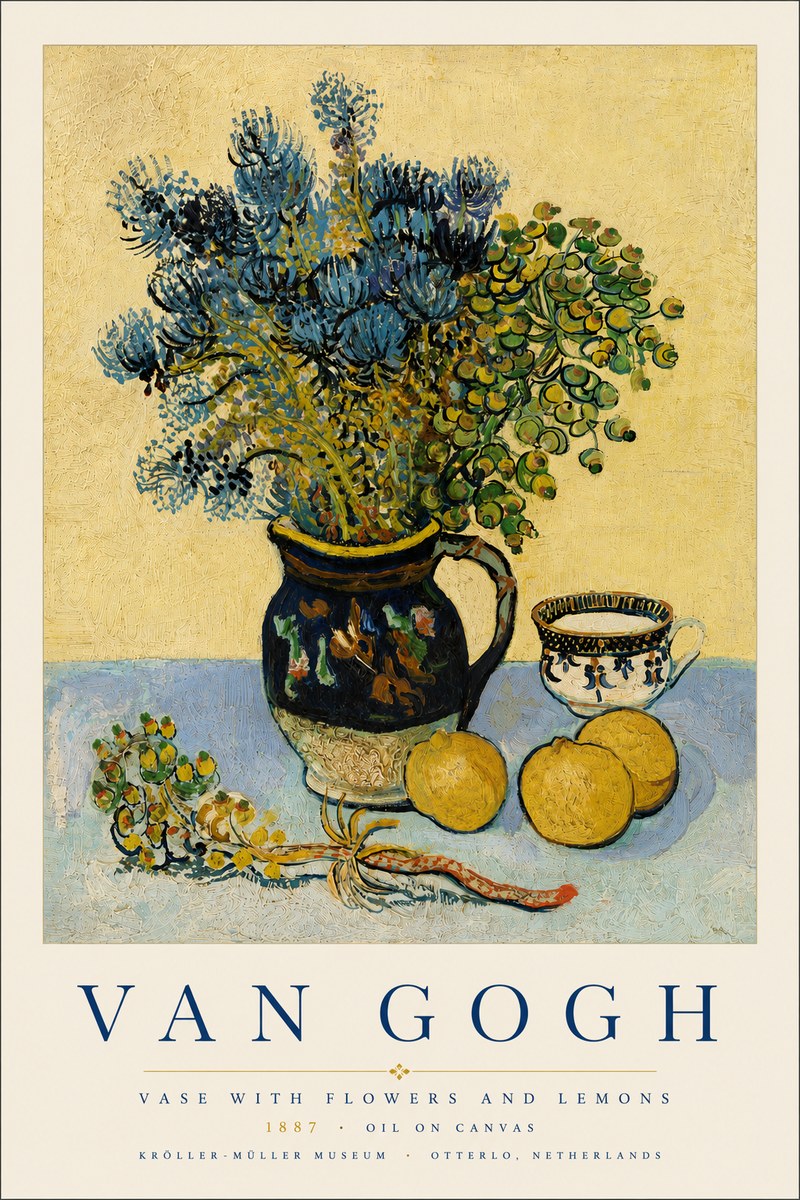 Van Gogh Vase with Flowers and Lemons No4 - Juliste