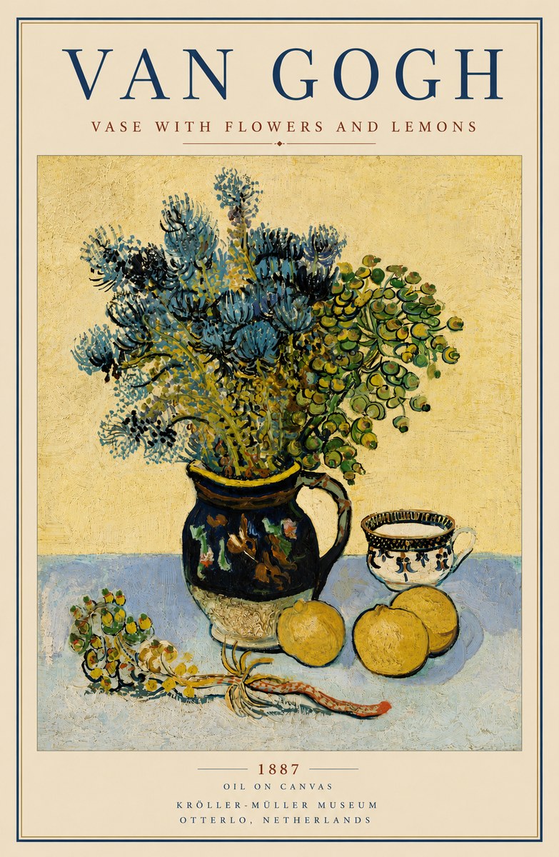 Van Gogh Vase with Flowers and Lemons No6 - Juliste