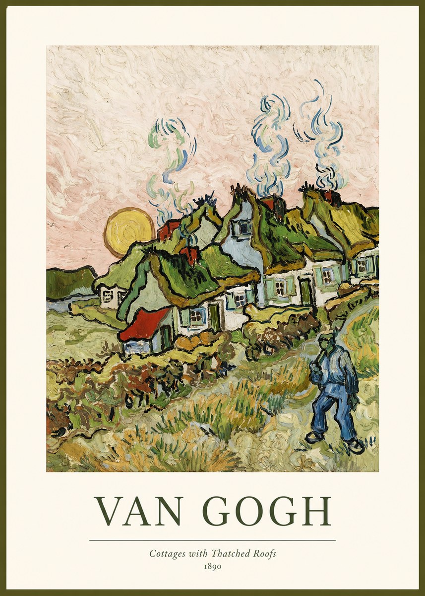 Van Gogh Cottages with Thatched Roofs No1 - Juliste