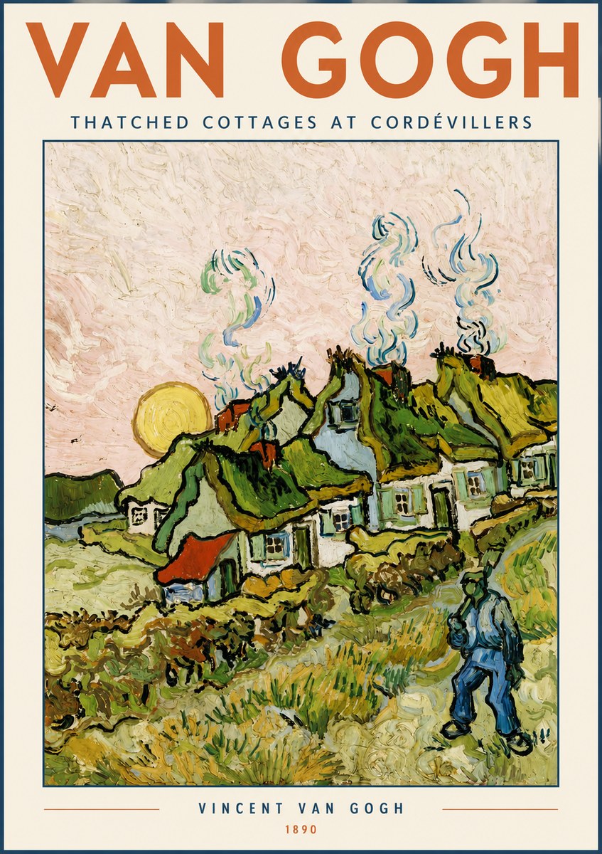 Van Gogh Cottages with Thatched Roofs No5 - Juliste