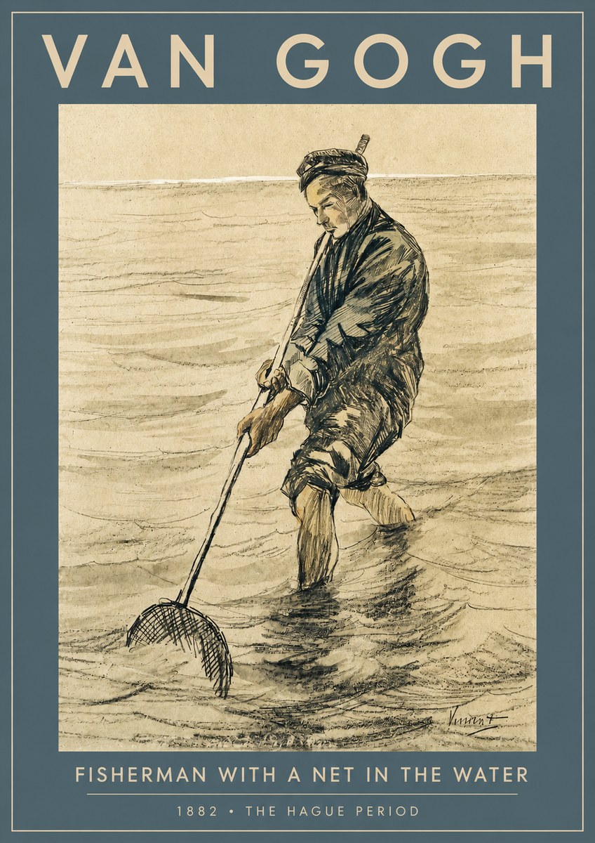 Van Gogh Fisherman with Net No3 - Juliste