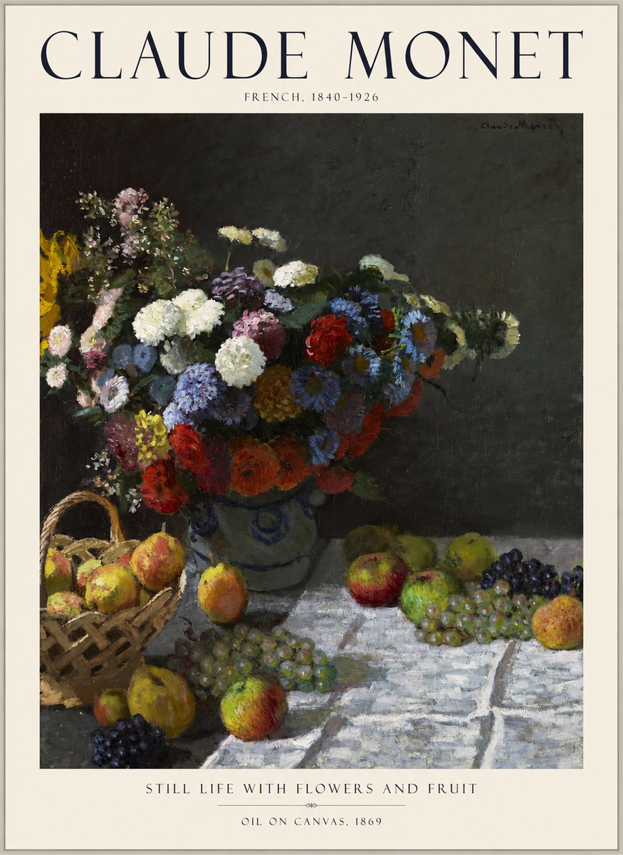 Monet Still Life with Flowers and Fruit No1 - Juliste