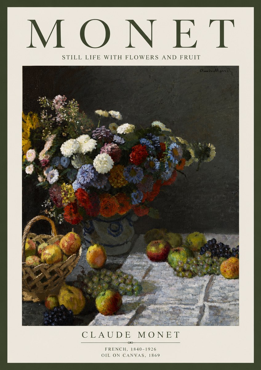 Monet Still Life with Flowers and Fruit No4 - Juliste