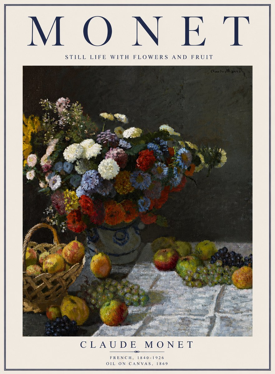 Monet Still Life with Flowers and Fruit No6 - Juliste