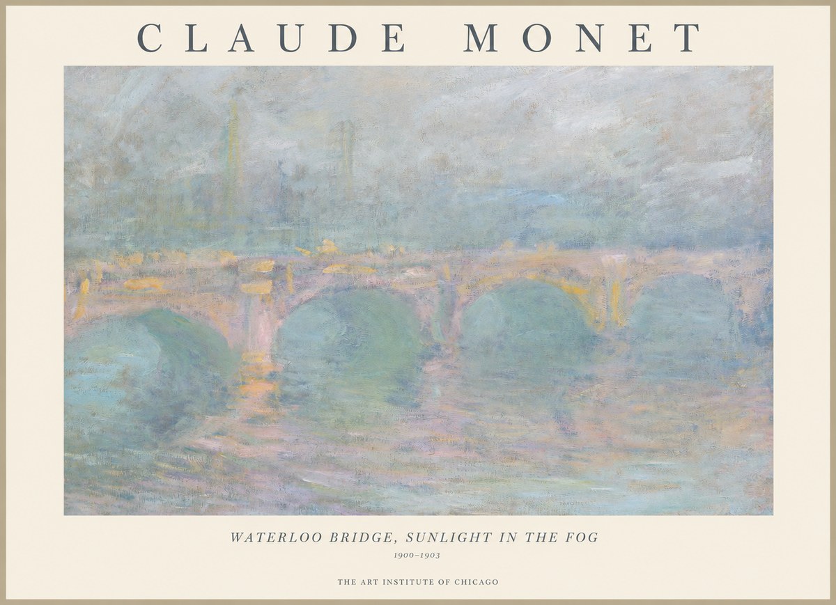 Monet Waterloo Bridge, Sunlight in the Fog I No1 - Juliste