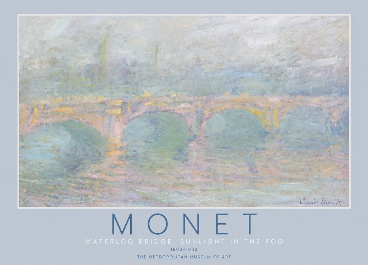 Monet Waterloo Bridge, Sunlight in the Fog I No2 - Juliste