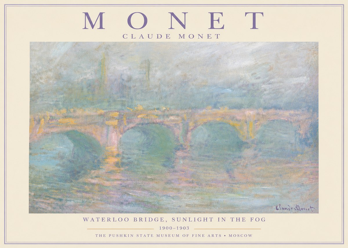 Monet Waterloo Bridge, Sunlight in the Fog I No6 - Juliste