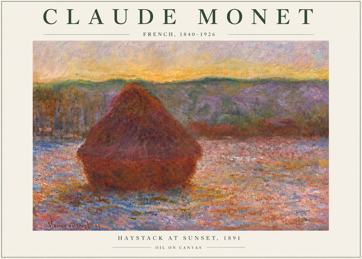 Monet Haystack at Sunset, 1891 No6 - Juliste