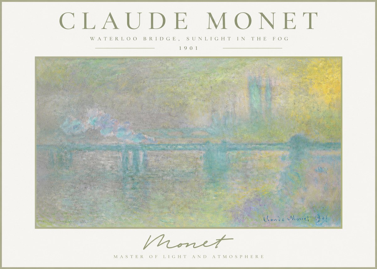 Monet Waterloo Bridge, Sunlight in the Fog II No3 - Juliste