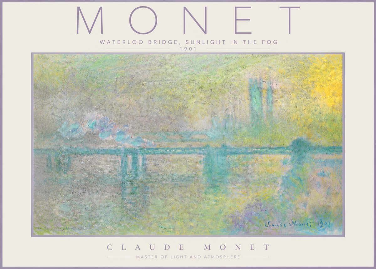 Monet Waterloo Bridge, Sunlight in the Fog II No4 - Juliste