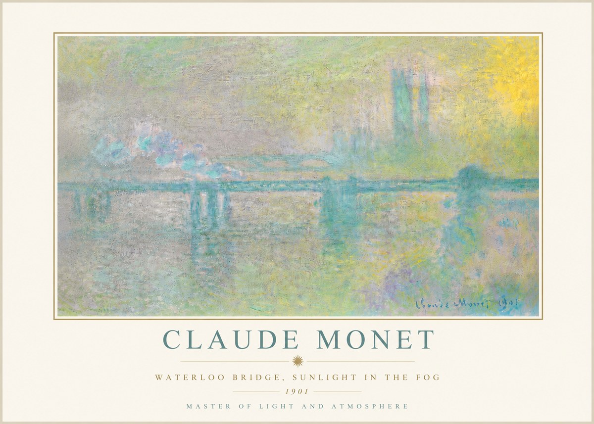 Monet Waterloo Bridge, Sunlight in the Fog II No5 - Juliste