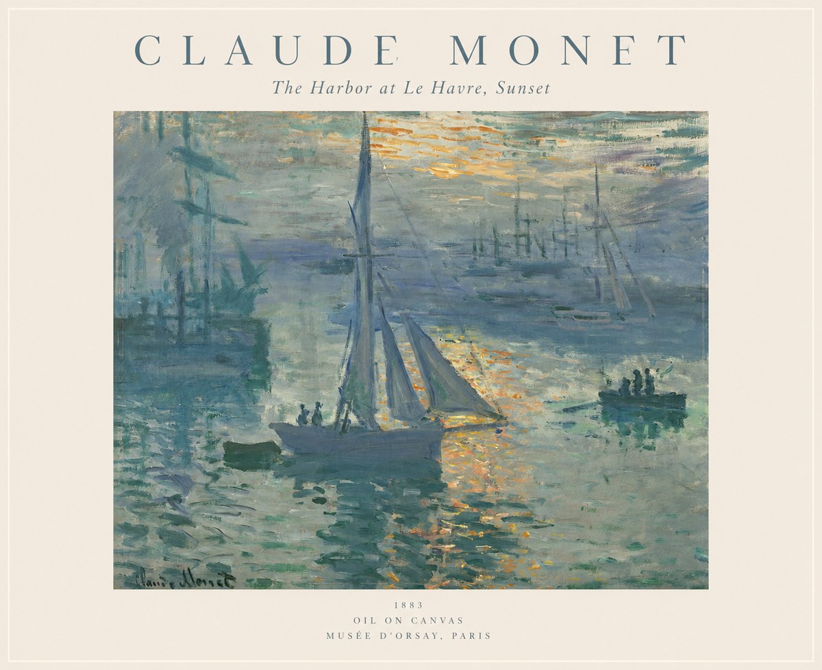 Monet The Harbor at Le Havre, Sunset No1 - Juliste