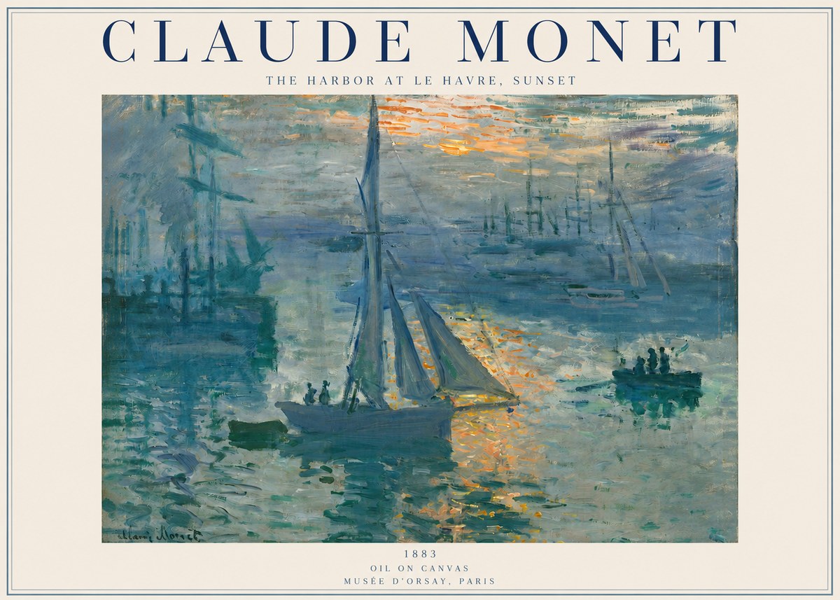 Monet The Harbor at Le Havre, Sunset No2 - Juliste