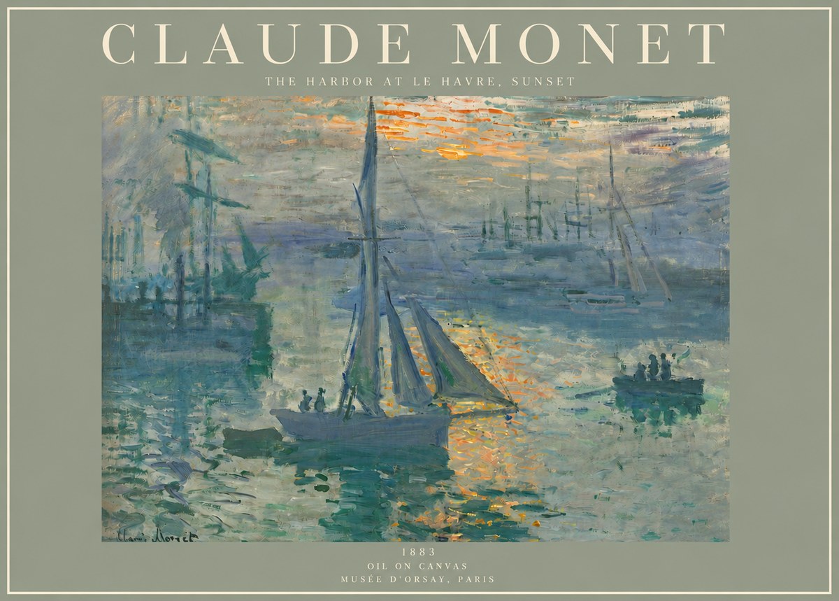Monet The Harbor at Le Havre, Sunset No3 - Juliste