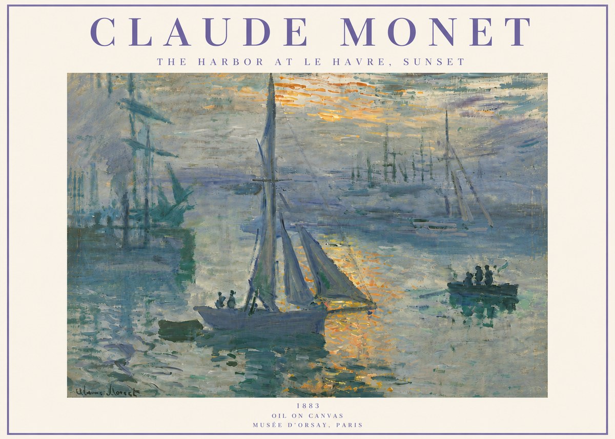 Monet The Harbor at Le Havre, Sunset No6 - Juliste