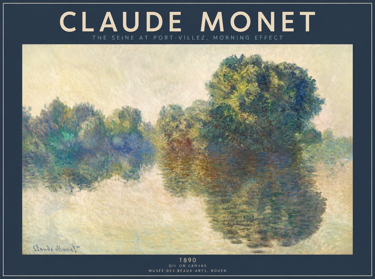 Monet The Seine at Port-villez, Morning Effect No3 - Juliste