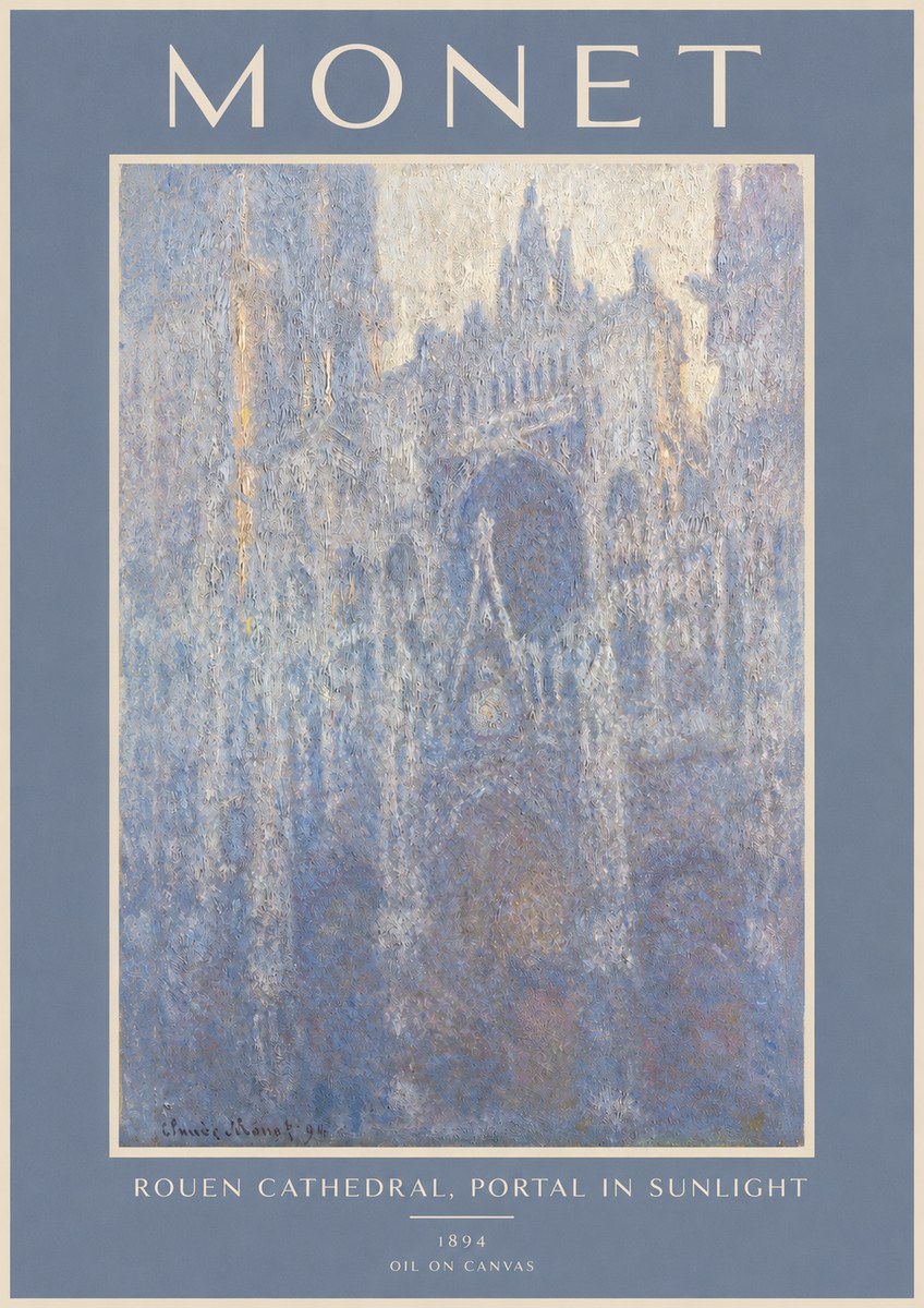 Monet Rouen Cathedral, Portal in Sunlight No2 - Juliste