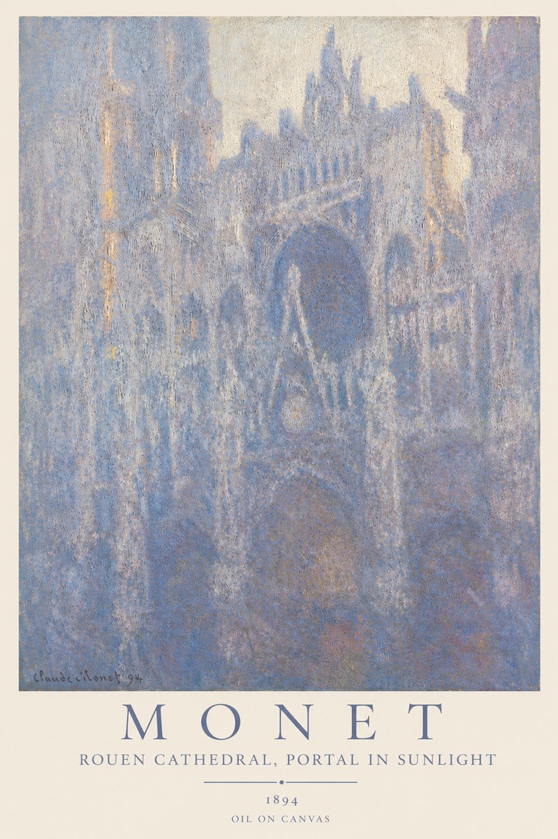 Monet Rouen Cathedral, Portal in Sunlight No3 - Juliste