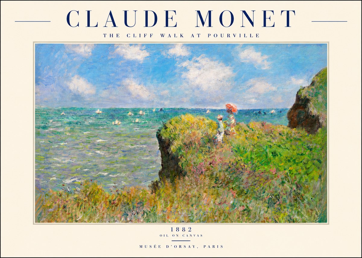 Monet The Cliff Walk at Pourville No2 - Juliste