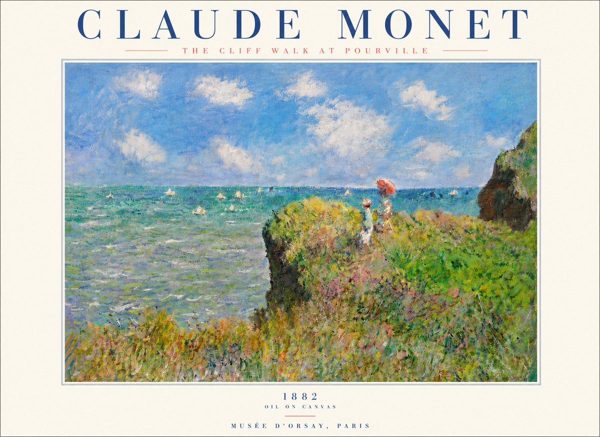 Monet The Cliff Walk at Pourville No5 - Juliste