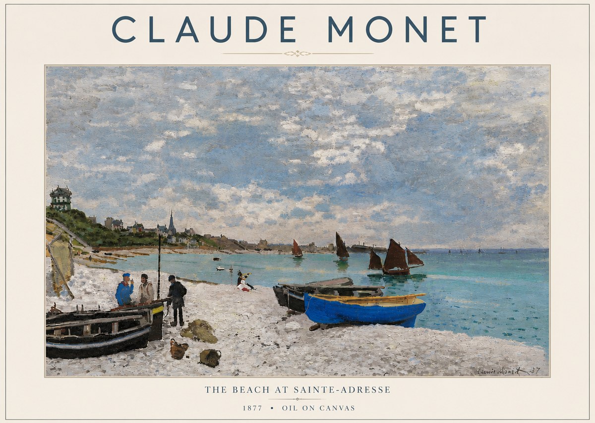 Monet The Beach at Sainte-adresse I No5 - Juliste