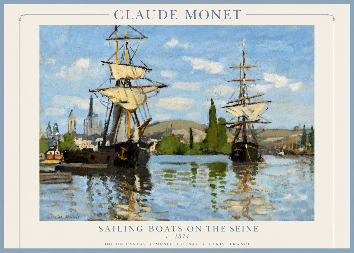 Monet Sailing Boats on the Seine No2 - Juliste