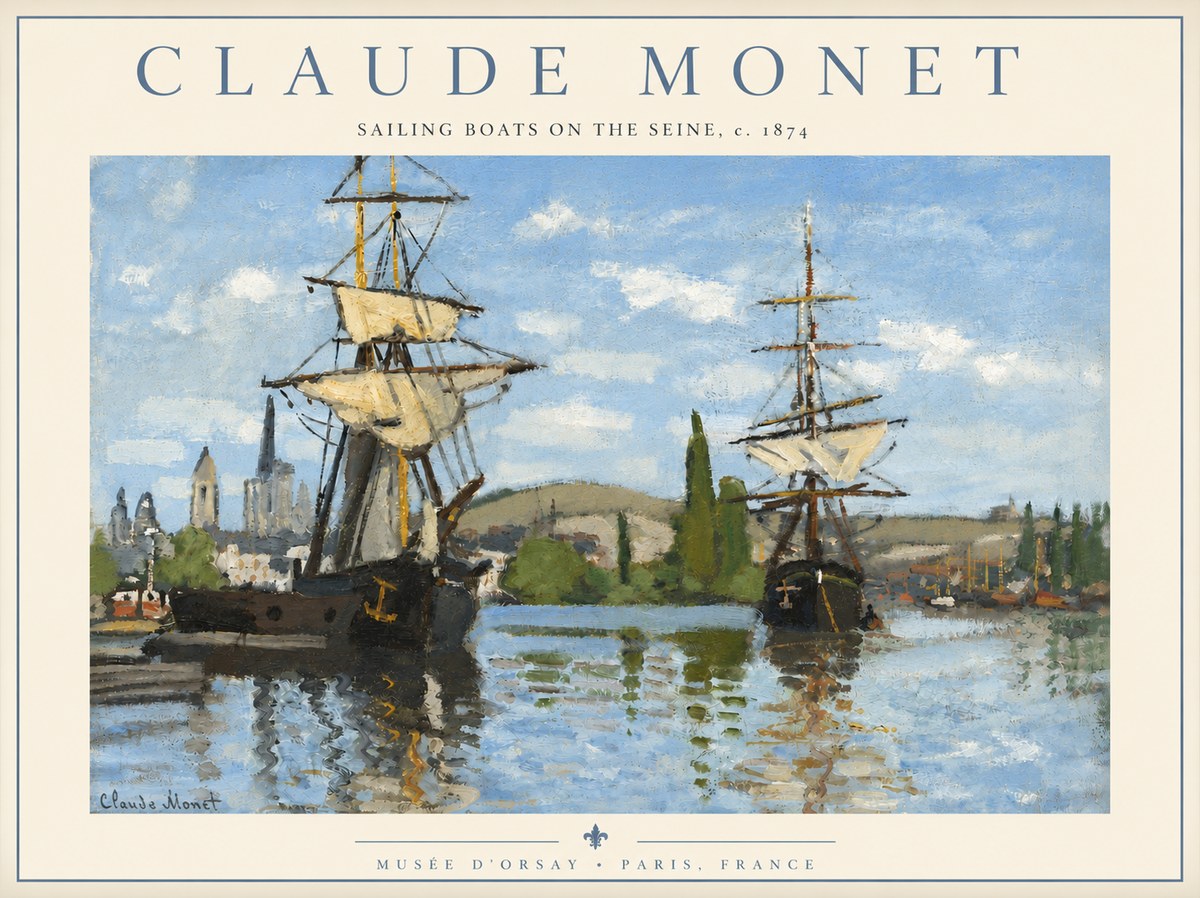 Monet Sailing Boats on the Seine No4 - Juliste