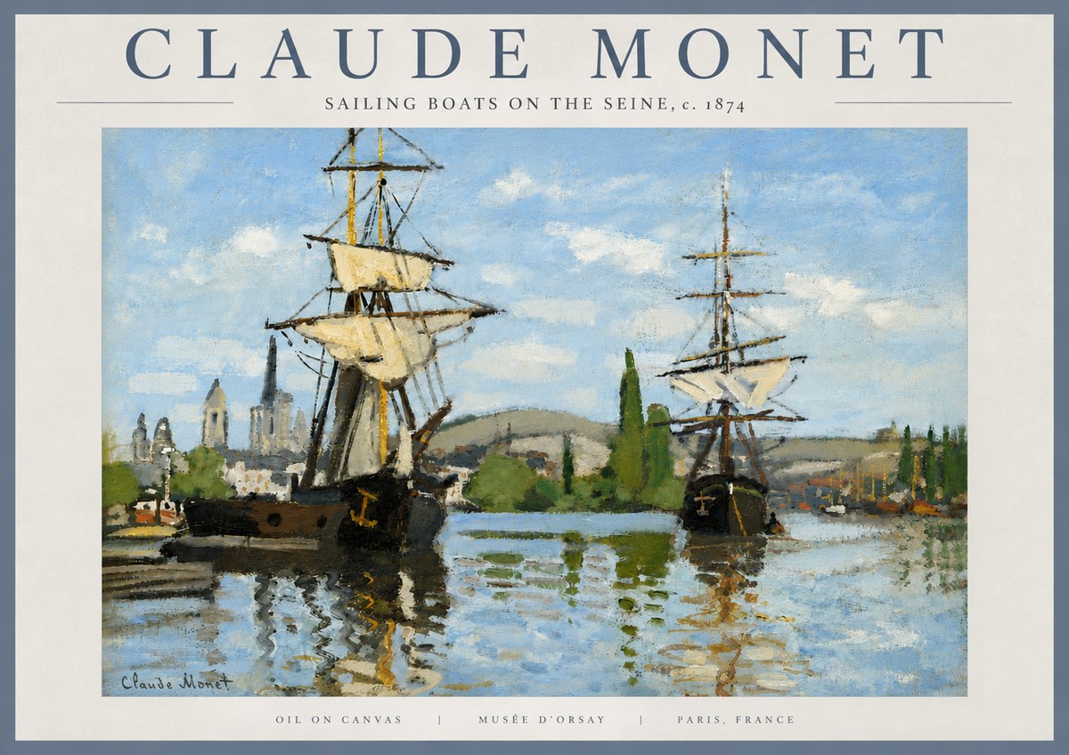 Monet Sailing Boats on the Seine No5 - Juliste