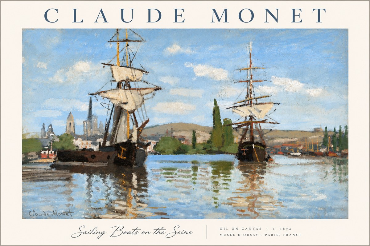 Monet Sailing Boats on the Seine No6 - Juliste